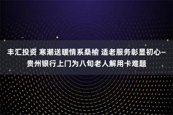 丰汇投资 寒潮送暖情系桑榆 适老服务彰显初心—贵州银行上门为八旬老人解用卡难题