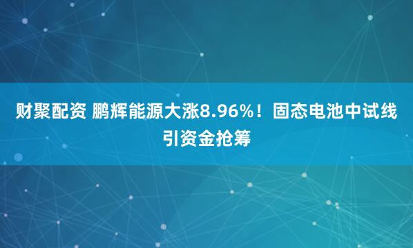 财聚配资 鹏辉能源大涨8.96%！固态电池中试线引资金抢筹