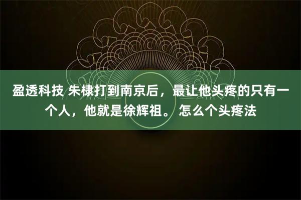盈透科技 朱棣打到南京后，最让他头疼的只有一个人，他就是徐辉祖。 怎么个头疼法