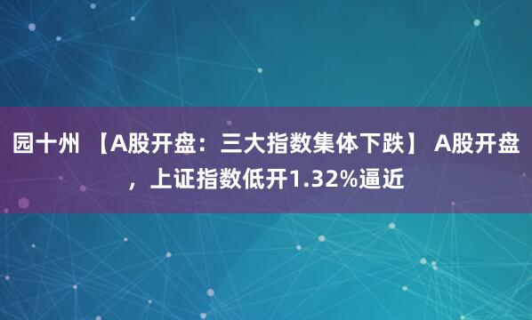 园十州 【A股开盘：三大指数集体下跌】 A股开盘，上证指数低开1.32%逼近