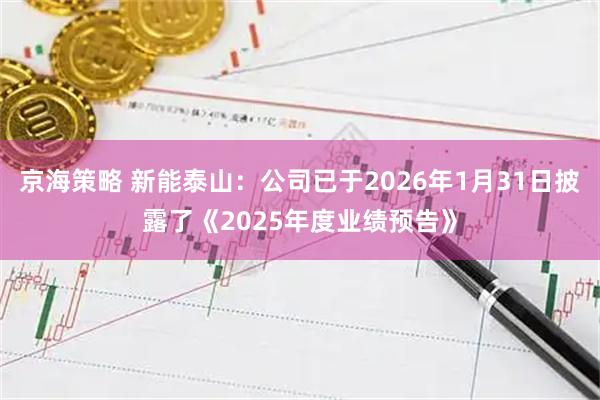 京海策略 新能泰山:公司已于2026年1月31日披露了《2025年度业绩预告》