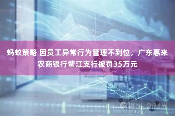 蚂蚁策略 因员工异常行为管理不到位,广东惠来农商银行鳌江支行被罚35万元